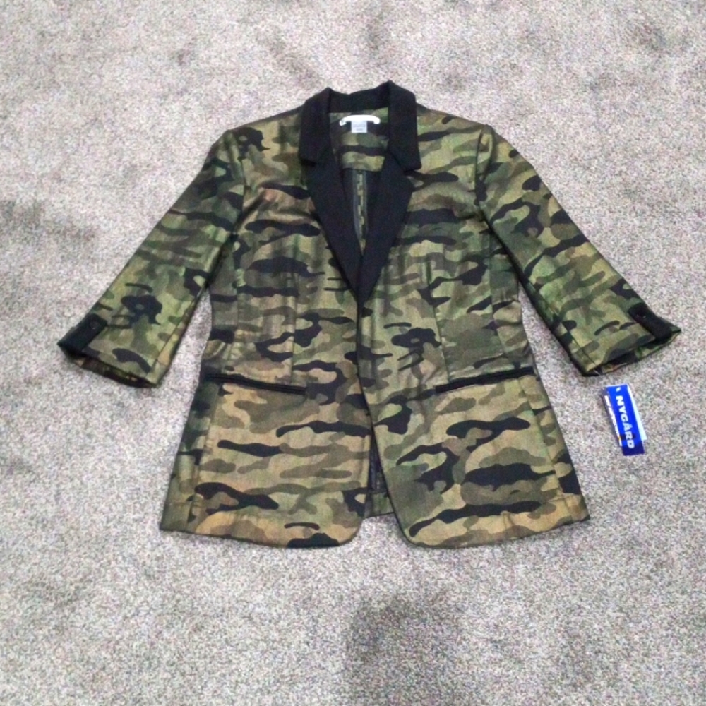 Nygard Shimmer Denim Camo Blazer Size M..